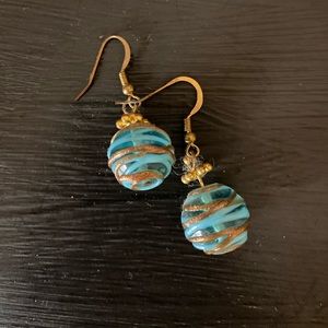 Blue Glass Globe Earrings